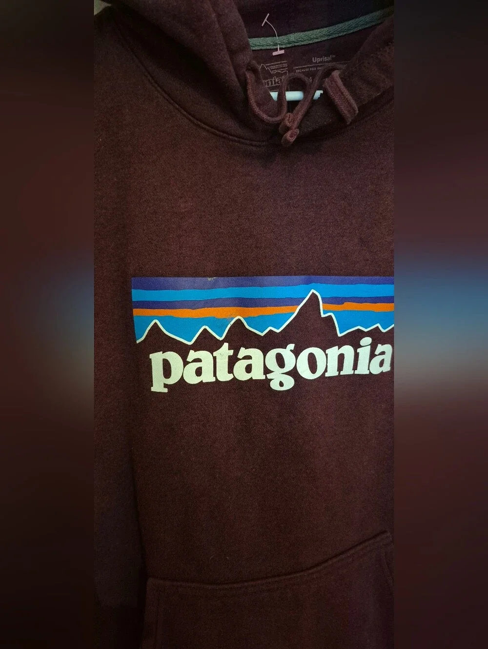 Patagonia Maroon Pullover Hoodie With Logo Sz. L - Picture 3 of 7